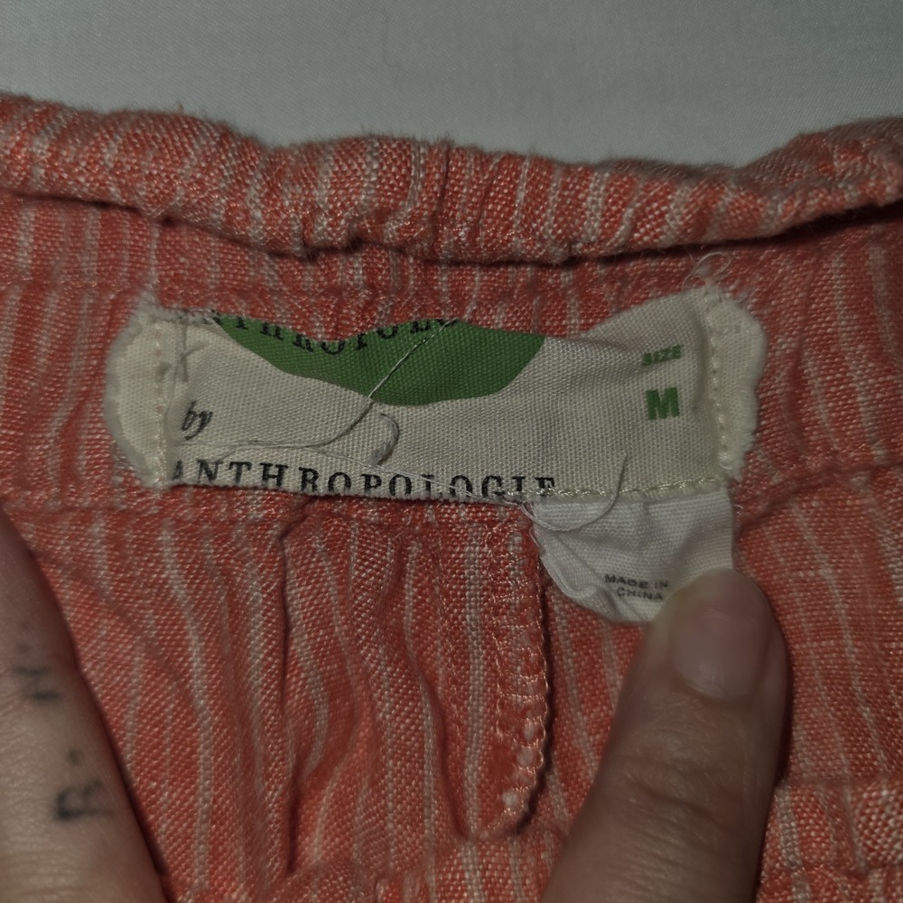 Anthropologie Women's Beachcomber Linen Striped Embroidery Shorts Size Medium - Picture 2 of 12